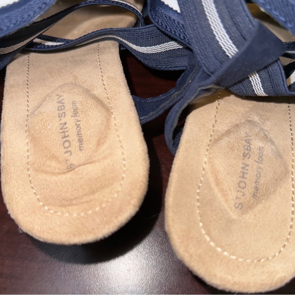 St John’s Bay Nautical Coastal Beachy Vacation Yacht Cork Wedge Sandals - Picture 11 of 11